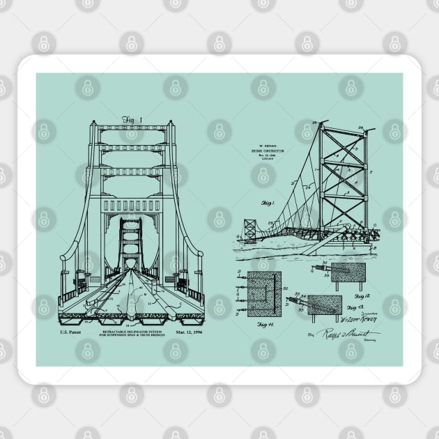 Bridge Engineer Gift Two Bridges Patent Blueprints Sticker by MadebyDesign